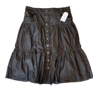 Time and Tru Women's Size 16 Black Tiered Denim Midi Skirt NWT